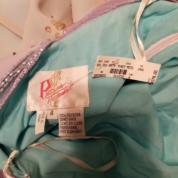 Sz 4 (fits 0-2) NWT Y2K Vintage Purple/Turquoise/Green Sequin Ombre Gown Dress - Picture 3 of 8